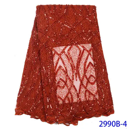 picture 4 NIAI Burnt Orange африканская Seuqins кружевная ткань вышитая французская нигерийская кружевная ткань высокое качество кружева для вечерние XY2990B-3 - Цвет: picture 4