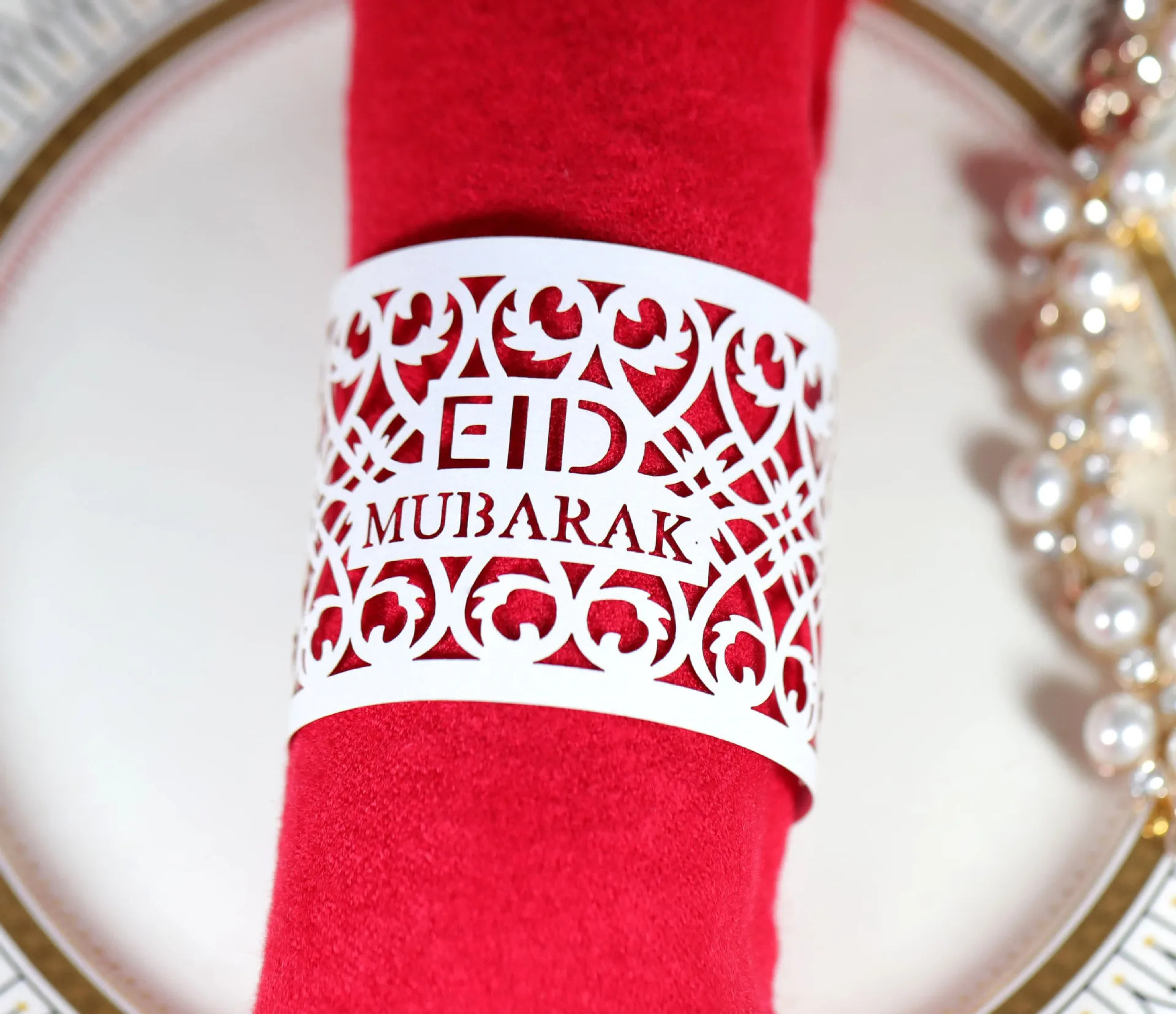

50pcs/lot Ramadan Decoration Napkin Holder Table Decoration Hollow Out Paper Napkin Holder Eid Mubarak Ramadan Decor