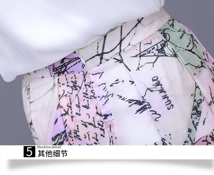 

Runway Round Neck Short Sleeve T-Shirts + Chiffon Print Skirt Outfits New Women's Summer Fashion Plus Size Two-Piece Sets