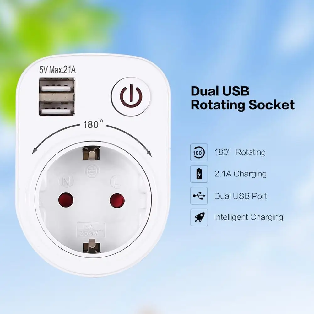 5V 2.1A Электрический адаптер зарядного устройства с двойным USB штепсельная вилка
