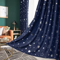1pcs blackout curtain star and moon full blackout bedroom curtain home heat insulation light blocking window treatment drapes