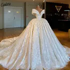 Винтажное бальное платье с открытыми плечами и цветочной аппликацией, свадебное платье, роскошное свадебное платье с коротким рукавом, свадебное платье