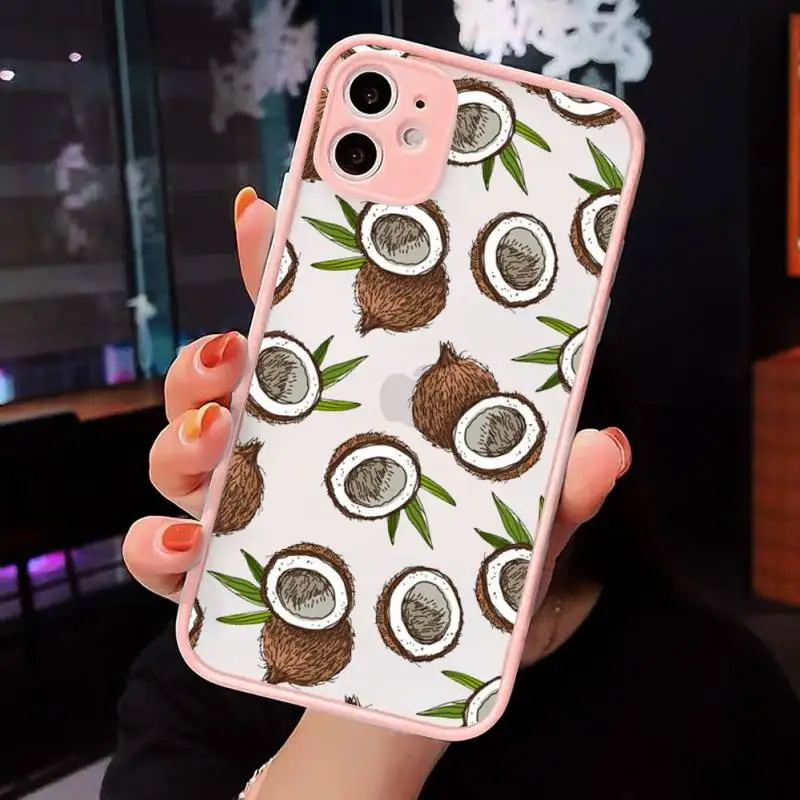 

Fashion Cute Cartoon Fruit Lemon Pineapple Phone Case Matte For iPhone 12 Mini 11 Pro XR XS Max 7 8 Plus X Hard PC Back Cover