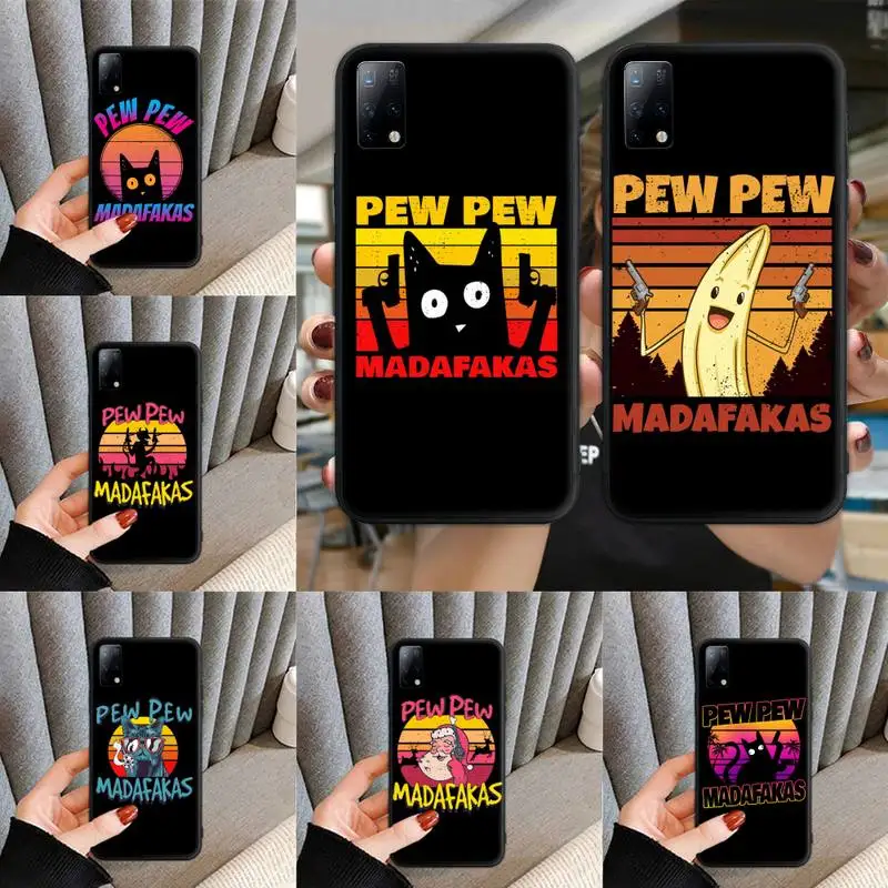 

Black Cat Pew Pew Madafakas Phone Case For xiaomi note10 note3 note2 max3 max2 9 8 6 5 lite pro plus se soft Cover Fundas