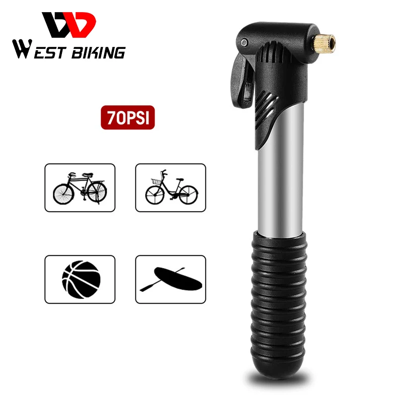 

WEST BIKING Portable Mini Bicycle Pump Cycling Hand Air Pump Ball Tire Inflator Schrader Presta Valve MTB Road Bike Accessories