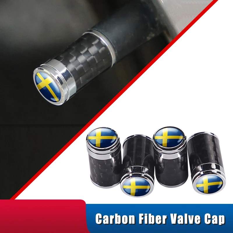 

4PC Car Wheel Tire Valve Stem Air Caps With Logo Car Accessories Styling For Volvo V40 V50 V60 V70 S40 S60 S60L S70 S80 S90 XC40