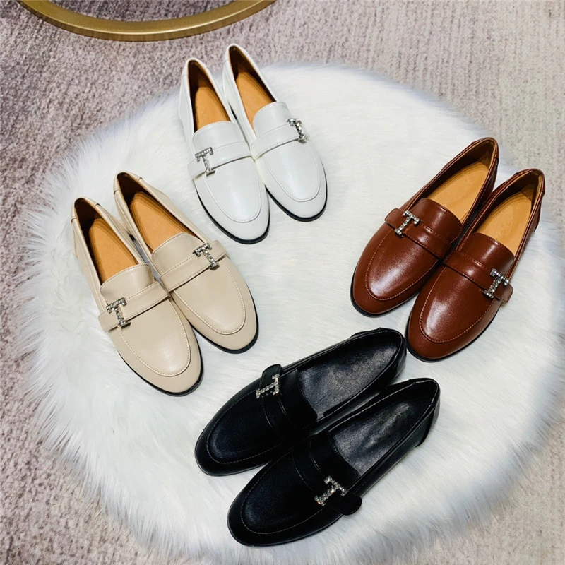 

2022 новые женские лоферы в европейском и американском стиле на плоской подошве с круглым носком; Сезон весна-осень