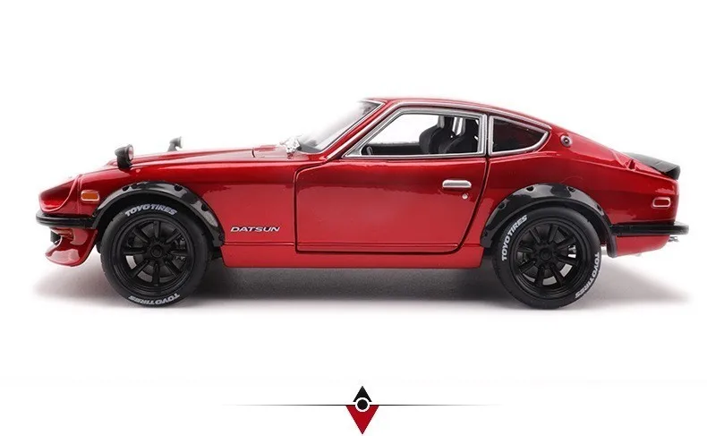 1:18 имитация сплава Nissans Datsun 240Z Спортивная литая под давлением металлическая модель автомобиля с рулевым колесом управления игрушки для детей HotWheele