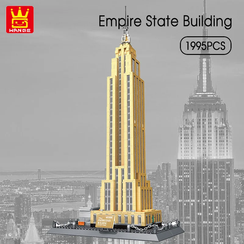 

WANGE, 1995 шт., серия всемирно известных архитектур, Империя, штат, строительные модели Нью-Йорка, строительные блоки, кирпичи, игрушки для детей