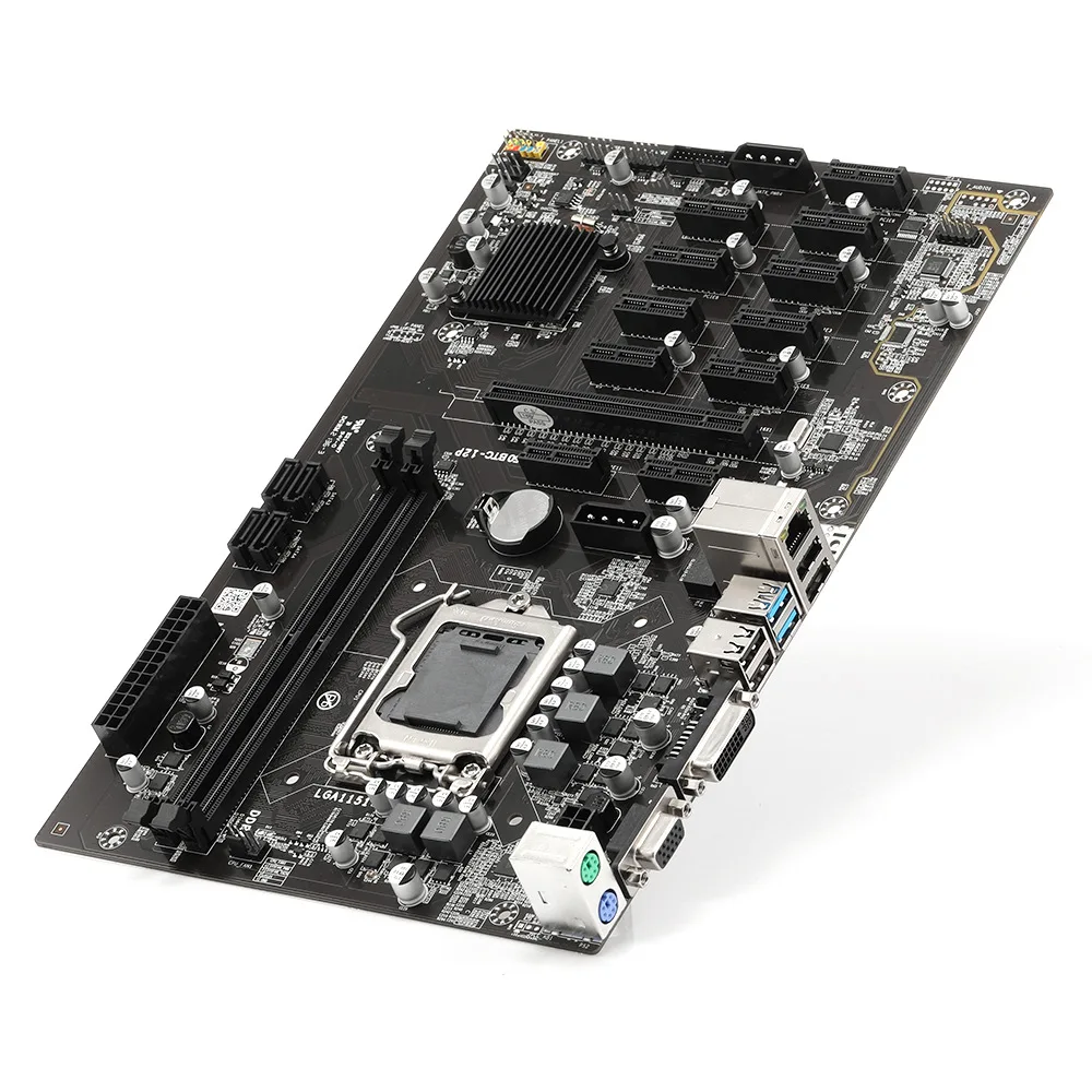 

Материнская плата B250 BTC для майнера, системная плата 12 PCI-E16X Graph Card 12 GPU LGA1151 DDR4 SATA3.0, поддержка VGA DVI для майнинга