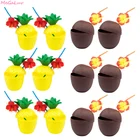 6 шт Пластик тропический ананас кокосовое Питьевая чашка машина для упаковки сока в пакетики в виде фруктов чашки Гавайскую на день рождения летнее пляжное украшения для вечеринки у бассейна