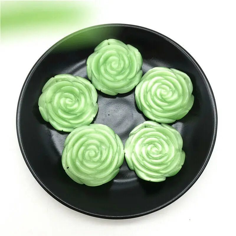 1 шт. зеленый кошачий глаз в форме розы резные вручную хрустальные цветы лечебный