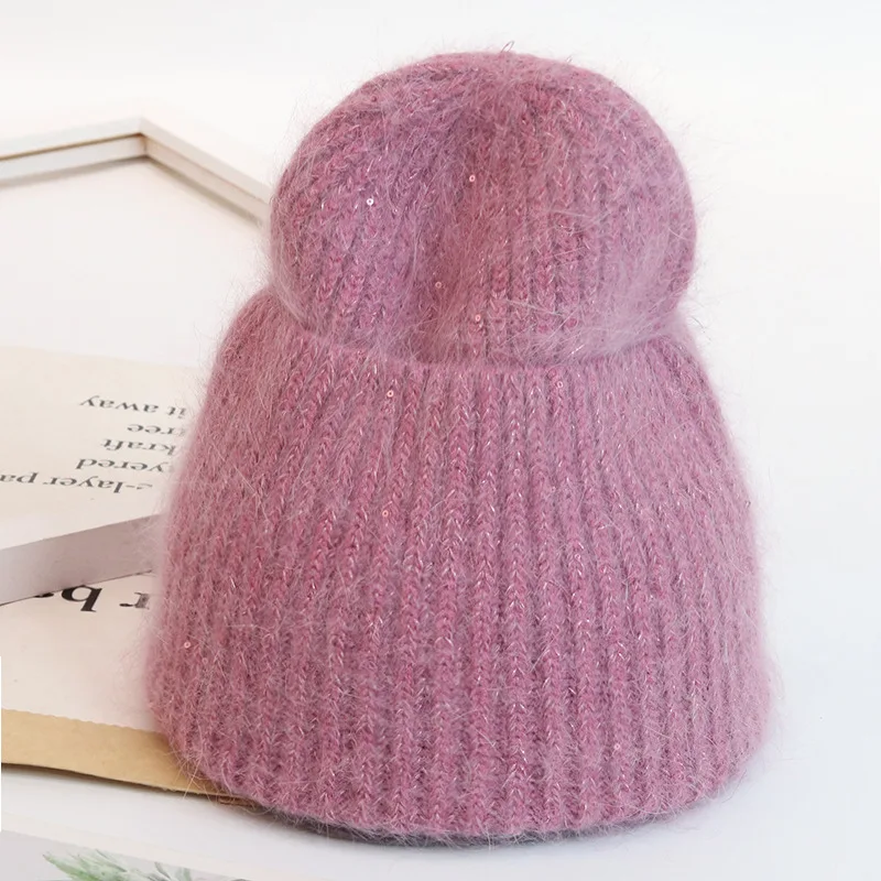 

Женская Мягкая трикотажная шапка из кроличьего меха