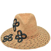 ladies raffia braid large brim fedora with raffia trim beach hat sun hat s10 4103