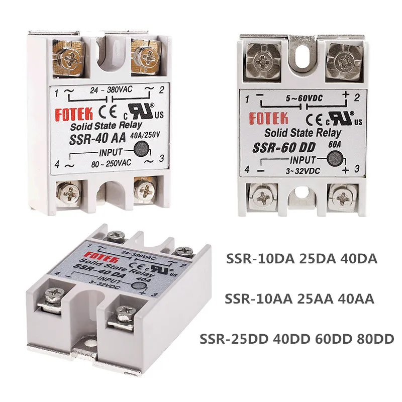 Твердотельное реле DC control AC SSR 10DA 25DA 40DA без пластиковой крышки 3 32V TO 24 380V SSR|Реле| |