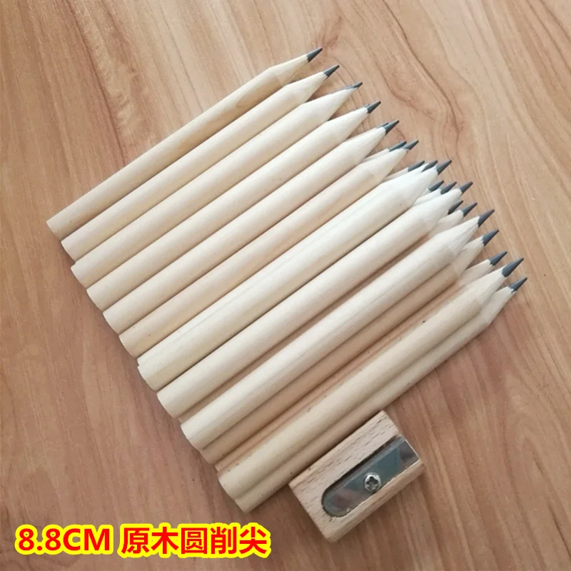 10PCS/lot Mini Size 8.8cm long Simple Wood Pencils has been sharpenered Triangle Round Hexagon Log pencil For Kids And Children