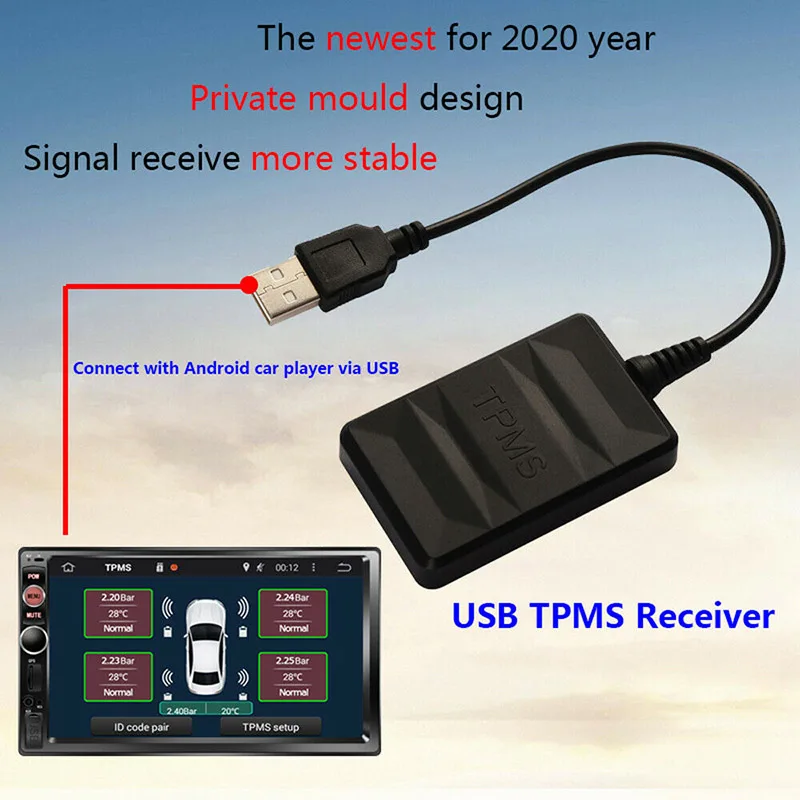 Топ!-TPMS датчик давления в шинах для автомобиля Android радио плеер USB система