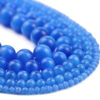 natural opal medium blue cats eye stone round 4681012mm spacer charm loose beads for jewelry making diy bracelet findings