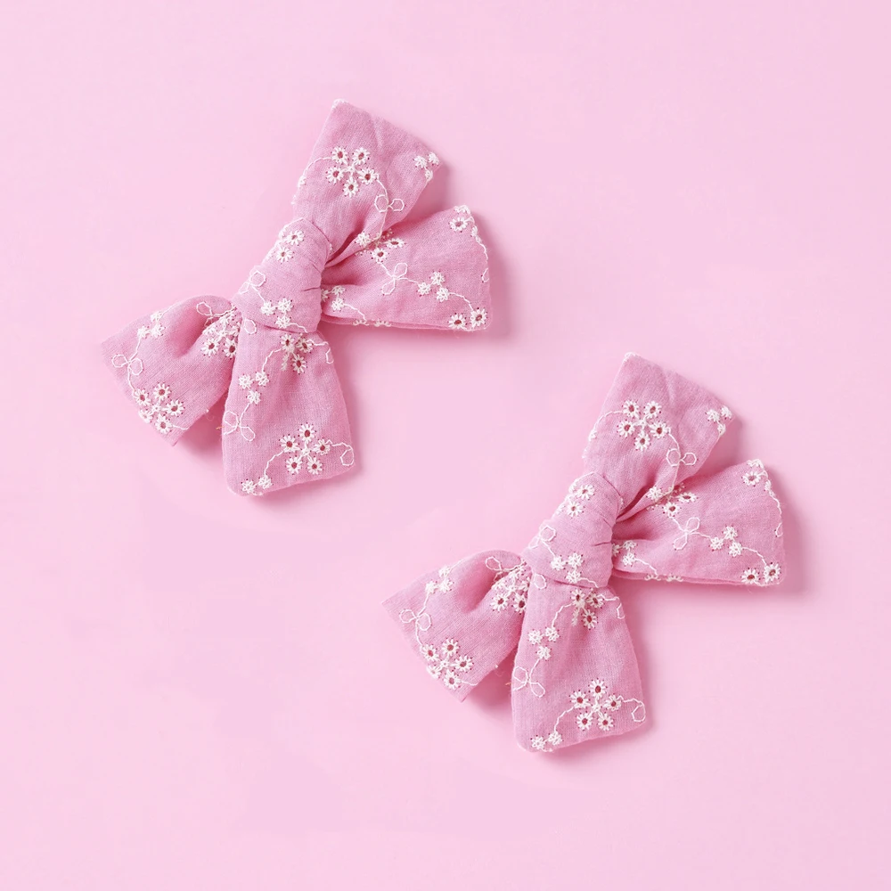 Baby Bow Hair Pins Children Cotton Hairclip Girl Handmade Floral Barrette Infant Party Side Pin Hairgrips Haarschmuck 2Pcs/Set