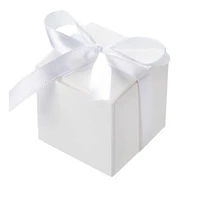 100pcs white brown gift candy box bulk with white ribbon party favor box diy candy chocolate gift box for wedding birthday