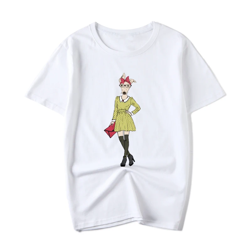 2020 женские футболки белого цвета с мультяшными животными Харадзюку хлопковые