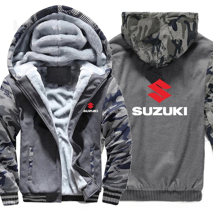 Мотоцикл Suzuki толстовки Зимний камуфляжный чехол куртка для мужчин флис Suzuki мужские толстовки