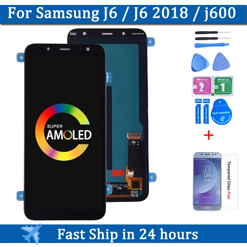 ЖК-экран Super AMOLED для Samsung Galaxy J6 2018, J600, J600F, J600Y, сенсорная стеклянная панель в сборе