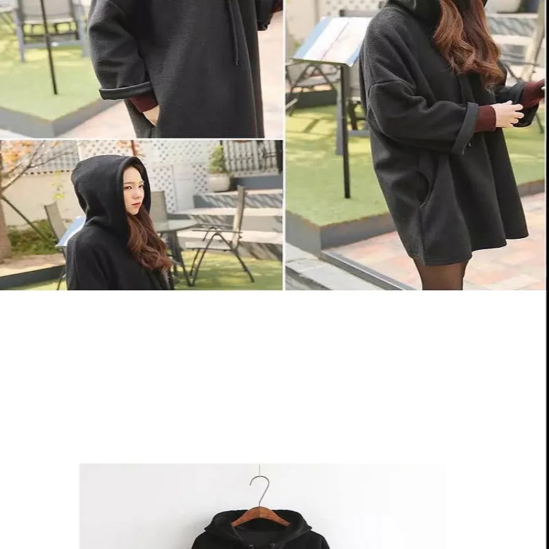 

LEOSOXS Hoodie Women's Autumn And Winter New Solid Color Plush Thickened Large Korean Fashion Students Loose And Warm