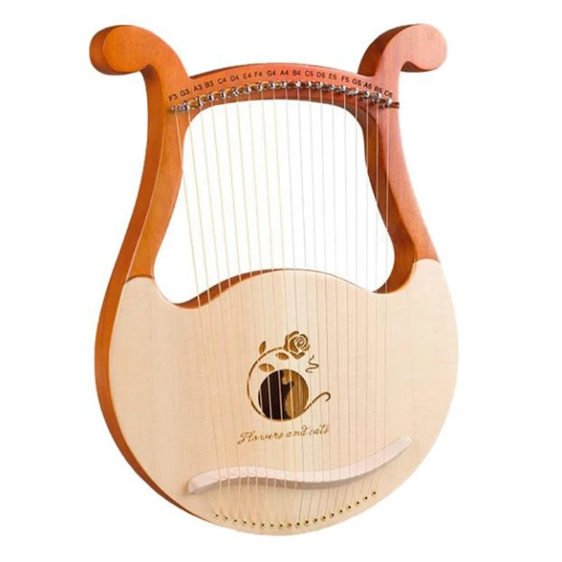 

Dropship-Lyre Harp,19 String Wood Harp With Unique Pattern Carved Phonetic Symbols,With Tuning Wrench,For Music Lovers Beginners