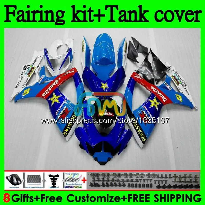 

+Tank K6 For SUZUKI GSXR 750 600 600CC 750CC GSX-R750 95BS.14 GSXR750 GSXR-600 K6 GSXR600 06 Light blue 07 2006 2007 Fairings