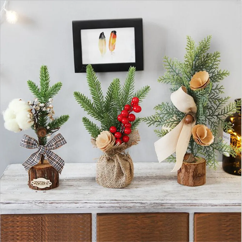 

Рождественские украшения, мини-украшение для елки 25 см, настольное украшение для создания атмосферы в горшке, Рождественская елка
