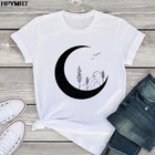 Женская футболка с эстетическим принтом Луны, модная футболка Harajuku, Повседневная белая футболка для девочек, новинка 2020, летняя женская футболка, одежда