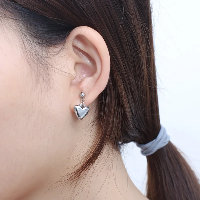 Женские серьги из титановой стали в форме сердца|Серьги-гвоздики| |