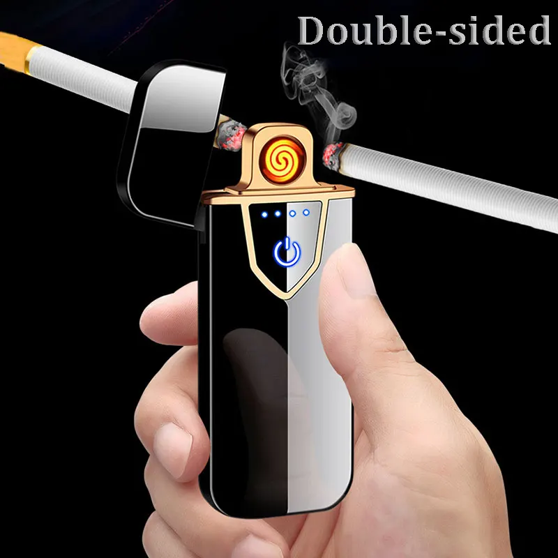 Металлическая беспламенная электрическая зажигалка USB сенсорная Индукционная