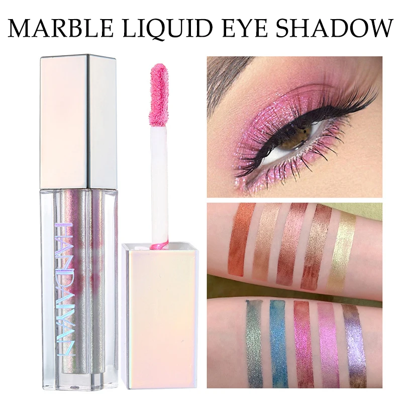 10 цветов Металлические Блестящие дымчатые тени для век мраморные жидкие