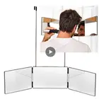 Зеркало для стрижки волос тройного сложения, зеркало для самостоятельной укладки с регулируемой высотой, телескопический крючок, инструмент для макияжа, бытовые портативные зеркала