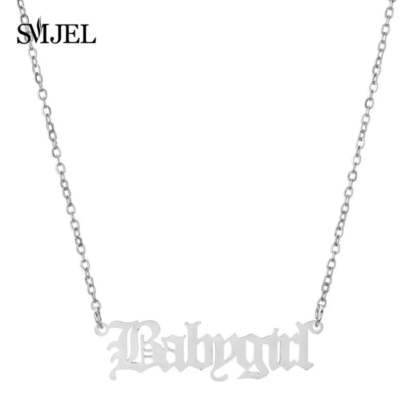 Ожерелье из нержавеющей стали с буквенным принтом колье в английском стиле для