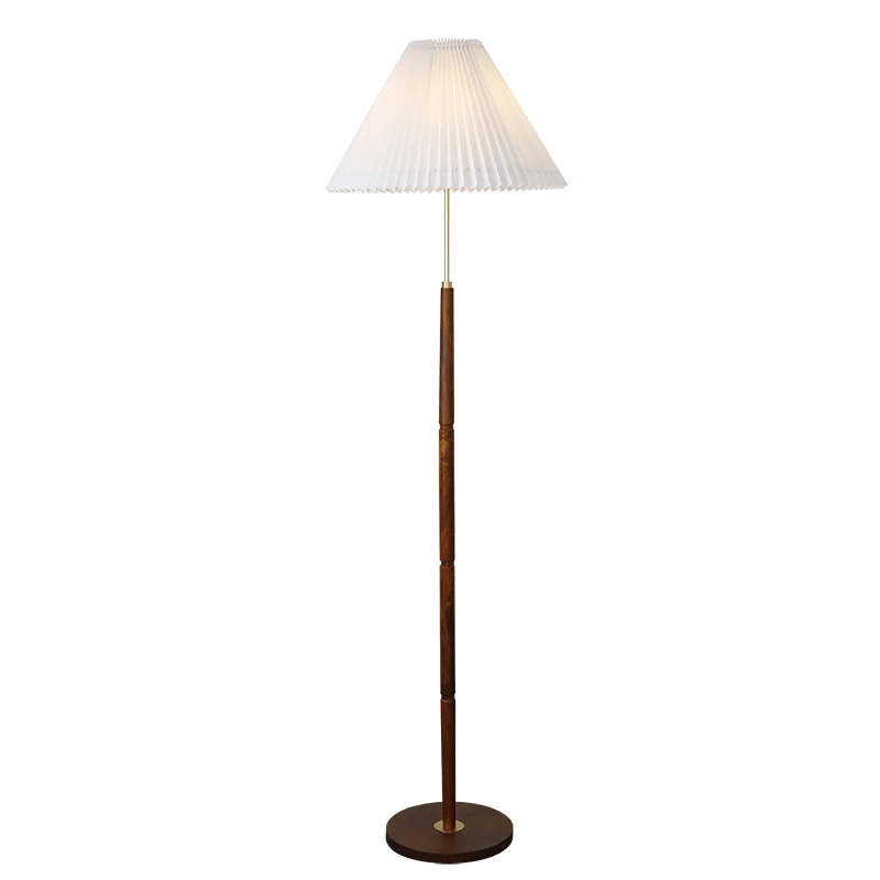 

Retro style walnut floor lamp simple quality solid wood floor lamp for living room bedroom