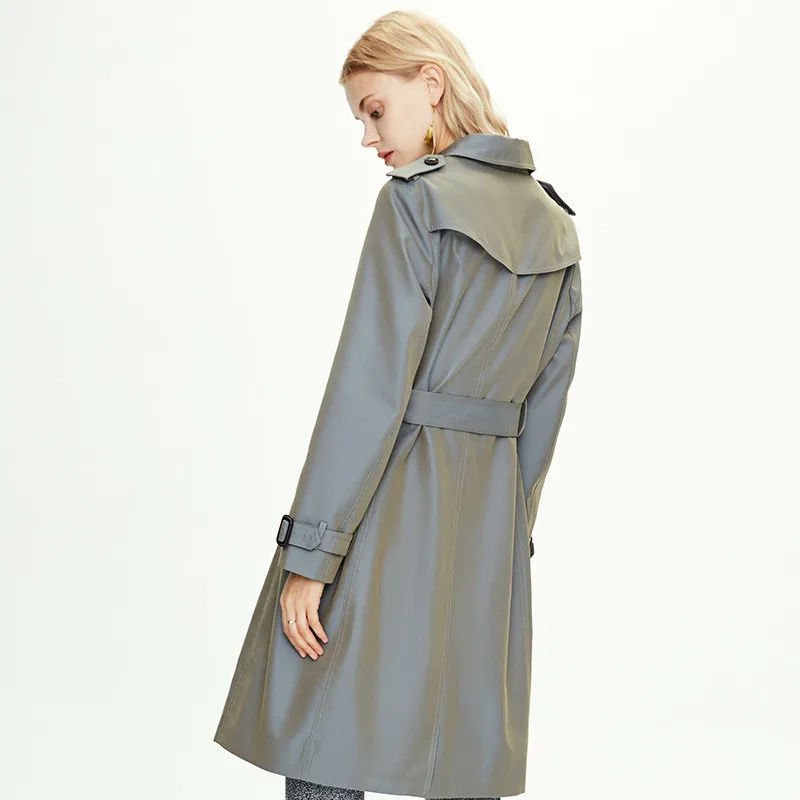 

Windbreaker Women's Mid-Length Double-breasted Classic Khaki British Coat Women's 2020 Autumn and Winter Windbreaker Long Coat