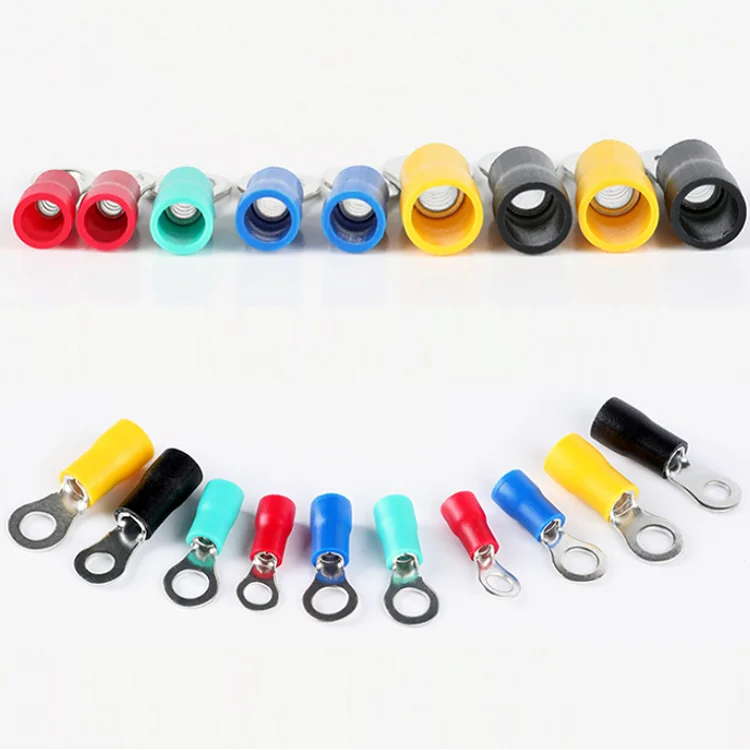 5pcs RV1.25-3 RV2-3 RV2-4 RV3.5-4 RV5.5-4 Wire Terminal Crimp Splice PVC Insulation Circular Round Cold Pressg Cable End Connect |
