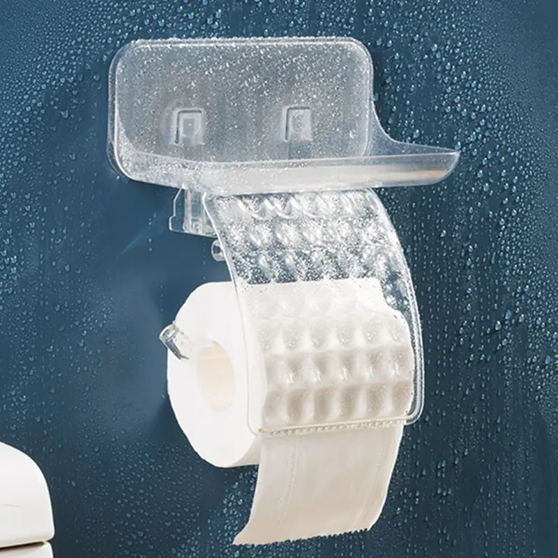 

Toilet Paper Holder with Mobile Phone Storage Shelf Wall Mounted Self Adhesive X4YD