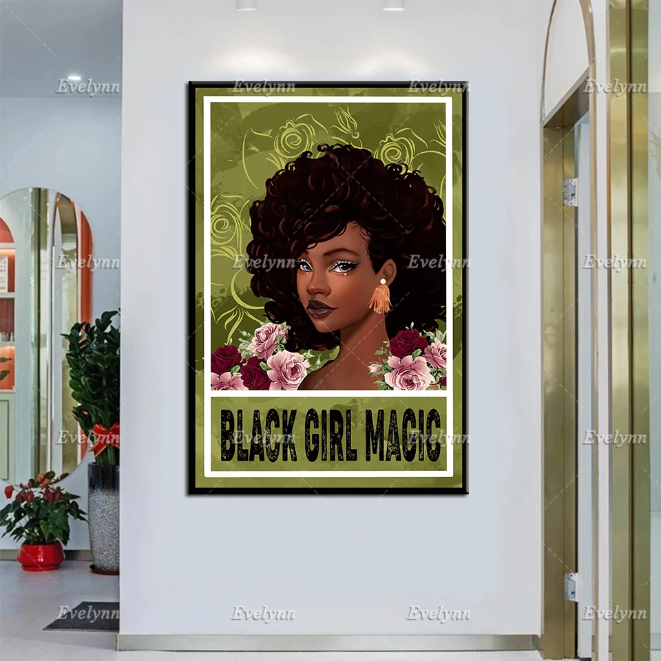 

Black Girl Magic Canvas Art, Black Queen Poster Print, Black Woman Wall Art, Black Melanin Home Decor, Afro Queen Unique Gift
