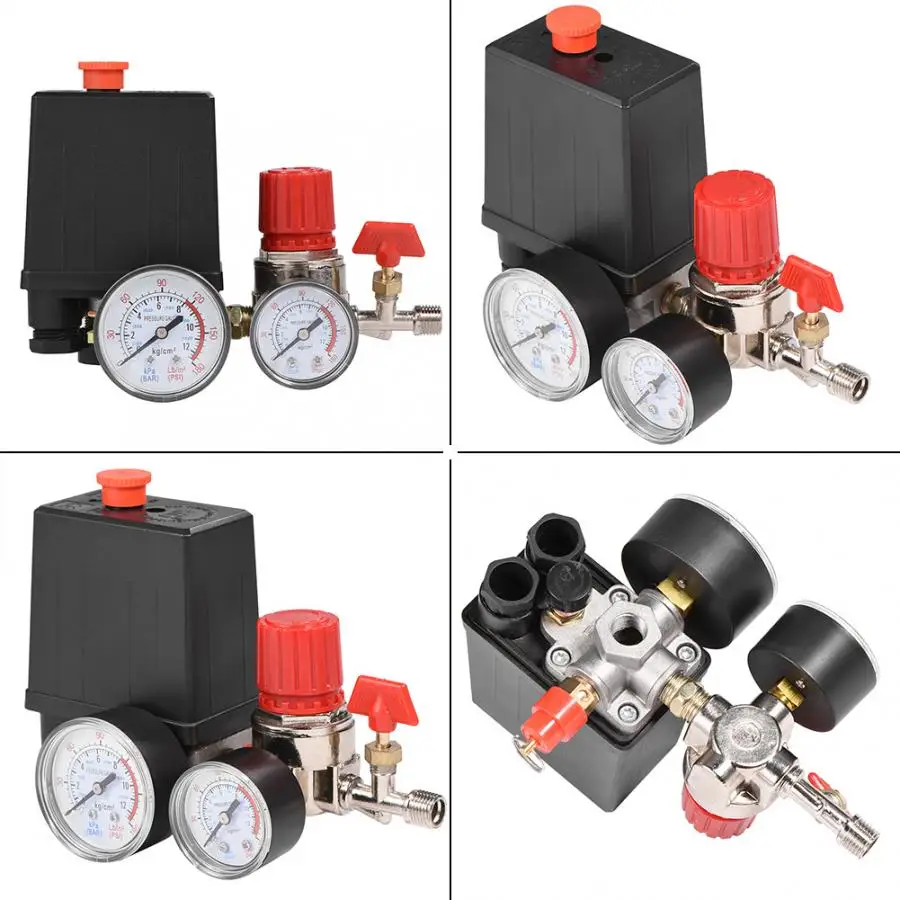 G1/8 Air Compressor Pressure Switch Control Valve Manifold Regulator Gauges 2-G1/4 V-Type Sealing Ring | Обустройство дома