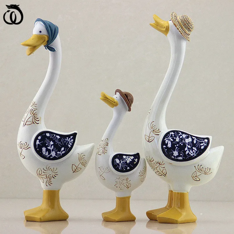 

WU CHEN LONG 3Pcs/Set American Duck Art Sculpture Simulation Animal Statue Courtyard Garden Landscape Decor Resin Craft R6817