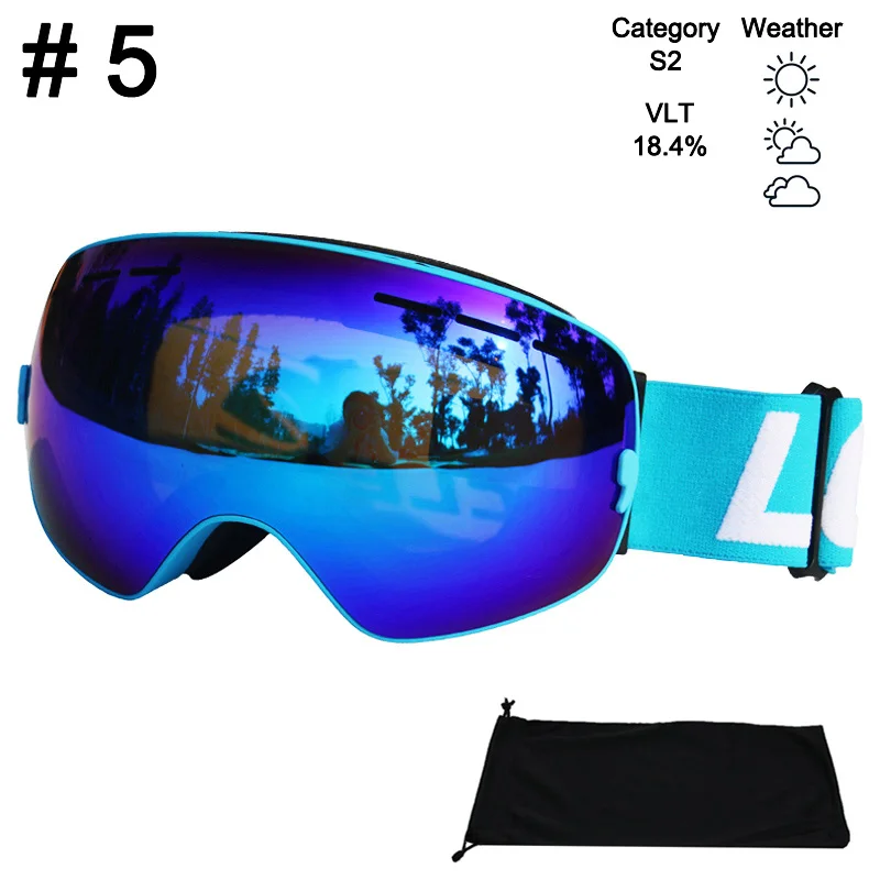 Color 5 Glasses LOCLE лыжные очки двухслойные UV400 Анти-Туман Лыжные очки Снег Катание на лыжах Сноуборд мотокросс очки Лыжные маски или очки - Цвет: Color 5 Glasses