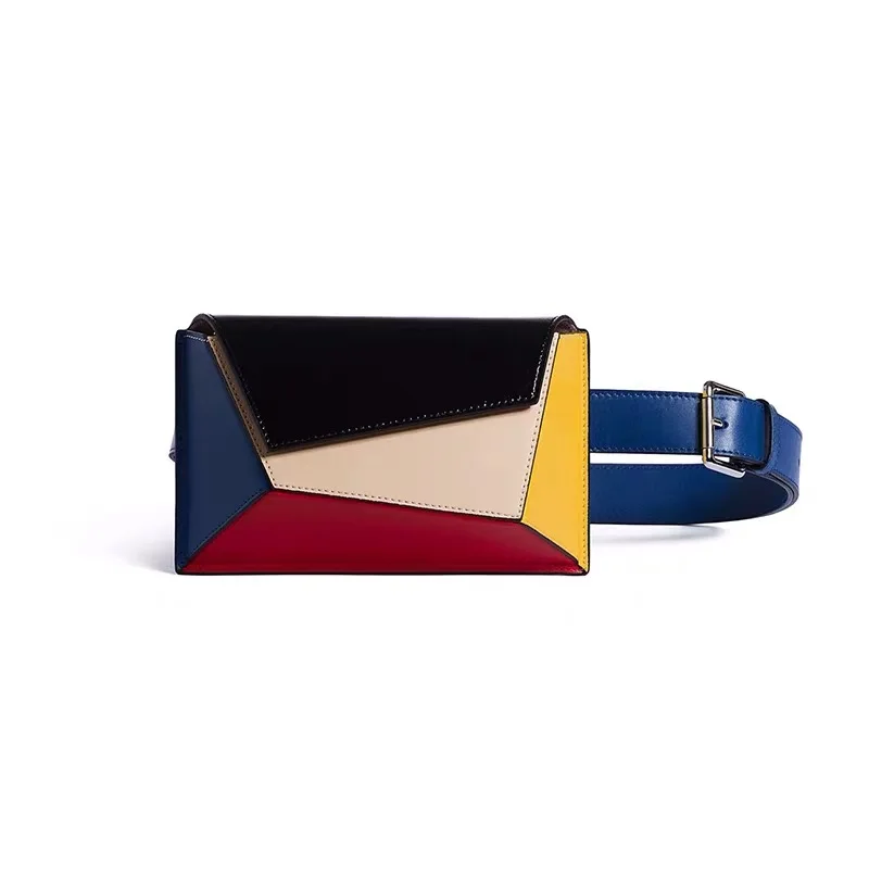 Модная сумка с геометрическим рисунком на поясе женская кожаная через плечо