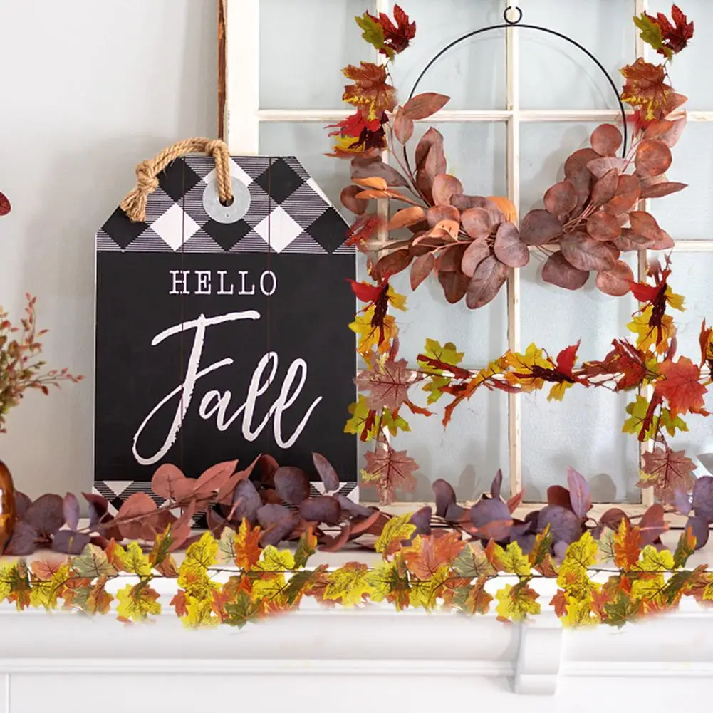 

Гирлянда из Красного клена листья ротанга, украшения для улицы, подвесные лозы, Искусственный Кленовый лист на осень, День благодарения, Осе...