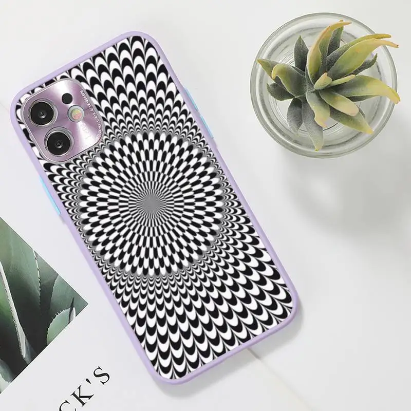 

art black white Psychedelic trippy Phone Case Color Matte Transparent for iPhone 7 8 11 12 s mini pro X XS XR MAX Plus funda