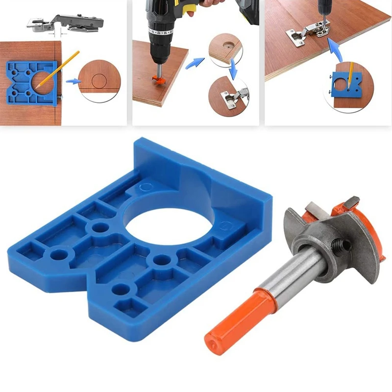 

35mm Hinge Hole Opener Accuracy Hinge Punching Locator Rotor Door Drilling Guide Jig Pencil Screw Woodworking Tools Set