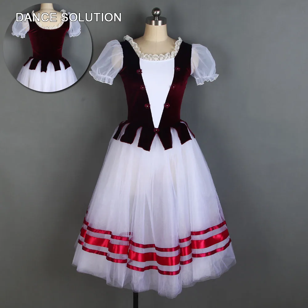 Бургундия Жизель танцевальный костюм пышные рукава балетное танцевальное